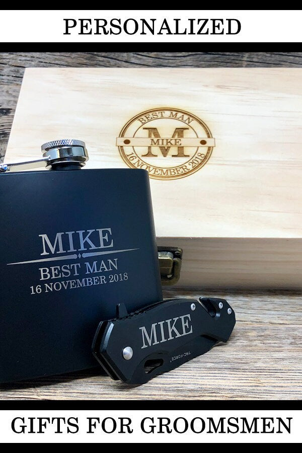 Groomsmen Gift, Groomsmen Gift Box, Groomsman Gift, Flask, Personalize Flask, Groomsmen Box, Groomsmen Gift Set, Groomsmen Knife, Knife Gift