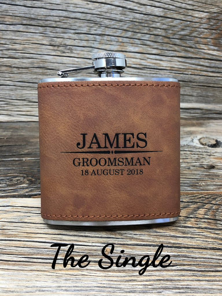 Groomsmen Flask Set, Groomsmen Gift, Groomsman Leather Flask, Creative Gifts for Groomsmen, Engraved Flask, Hip Flask Set, Knife Flask Set
