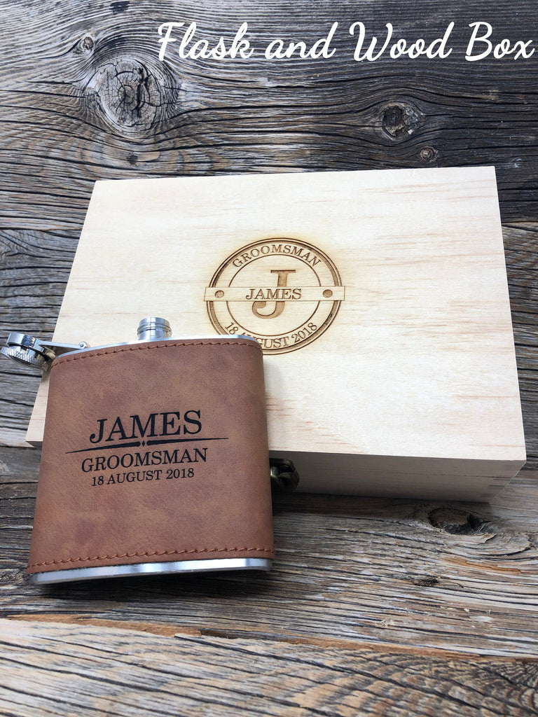 Groomsmen Flask Set, Groomsmen Gift, Groomsman Leather Flask, Creative Gifts for Groomsmen, Engraved Flask, Hip Flask Set, Knife Flask Set
