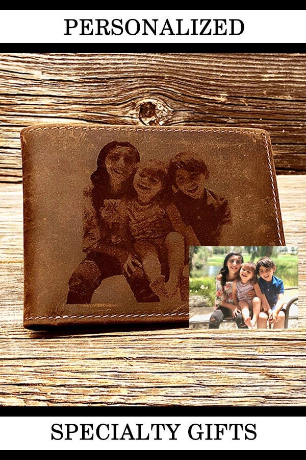 Birthday Gift for Dad, Leather Wallet With Photo, Photo Wallet, Brown Leather Wallet, Personalized Wallet, Anniversary Gift, Picture Wallet