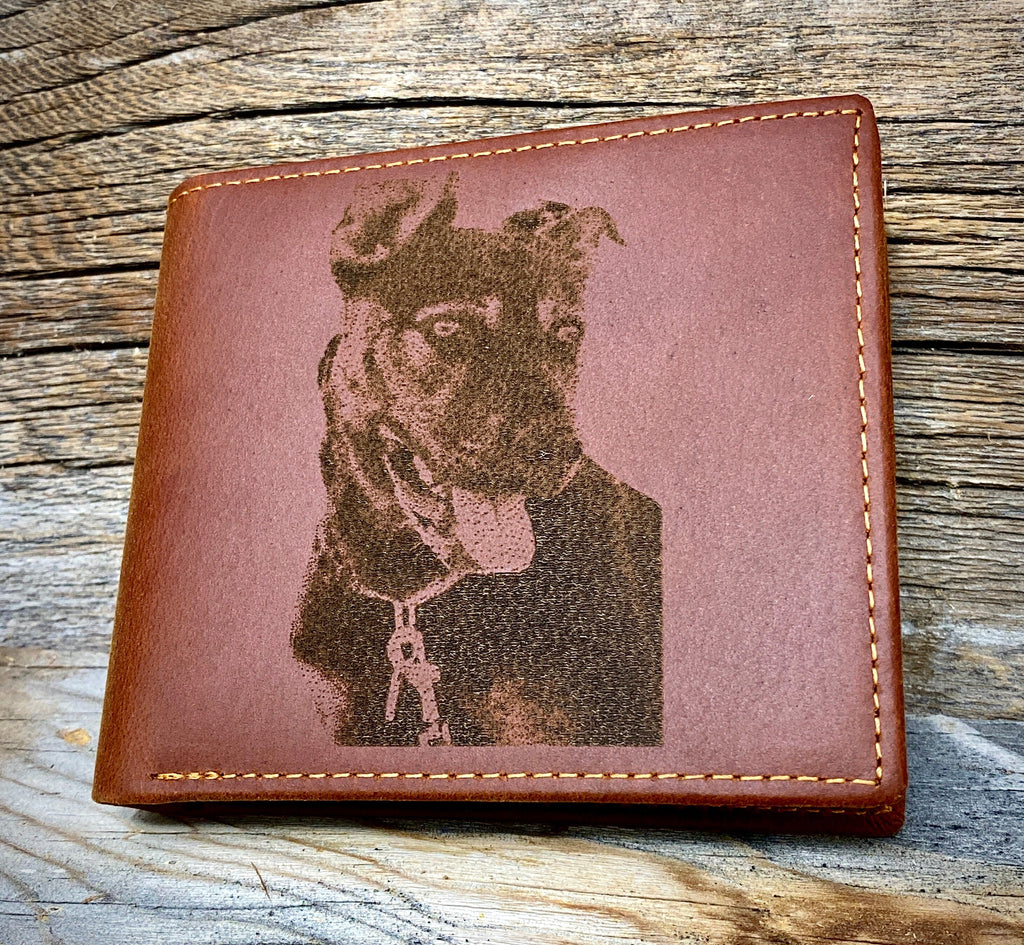 Personalized Leather Wallet, Engraved Photo Wallet, Genuine Leather Wallet, Husband Gifts, Father's Day Gift, Gift for Dad, Christmas Gift