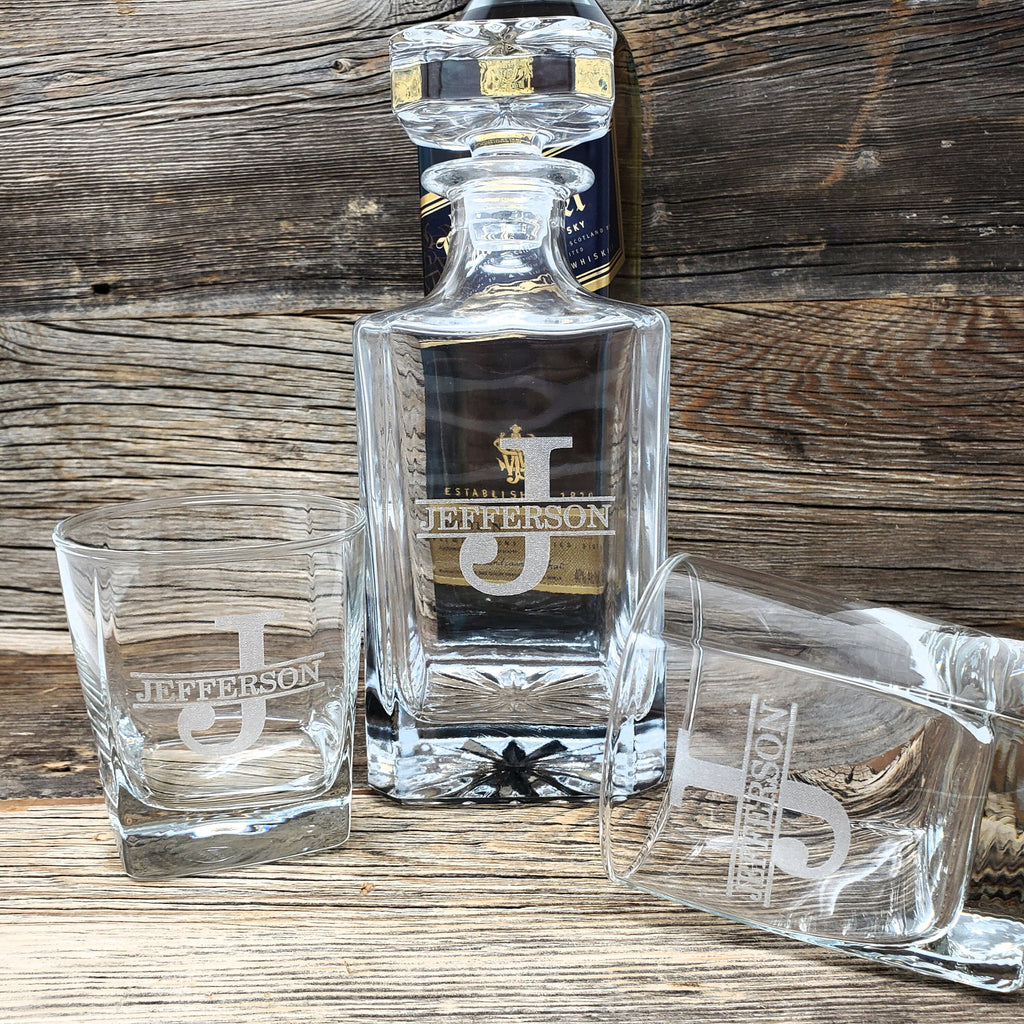 Boyfriend Gift Decanter and Whiskey Glasses - Anniversary Gifts for Boyfriend, Decanter Set Birthday Gift for Boyfriend, Mens Bar Gift