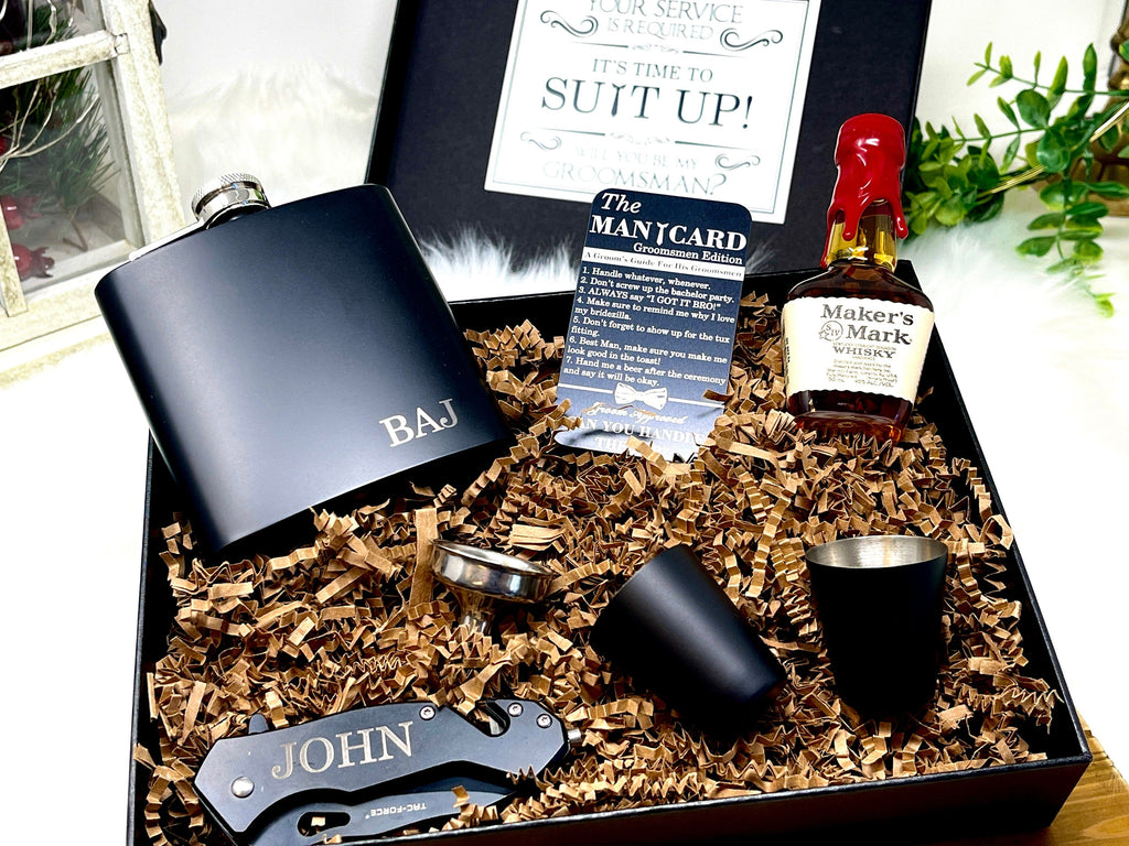 Groomsmen Proposal Gift Box, Groomsmen Gift, Groomsmen Gift Box, Groomsman Gift, Groomsman Gift Box Set, Pocket Knife, Groomsman Flask Gift