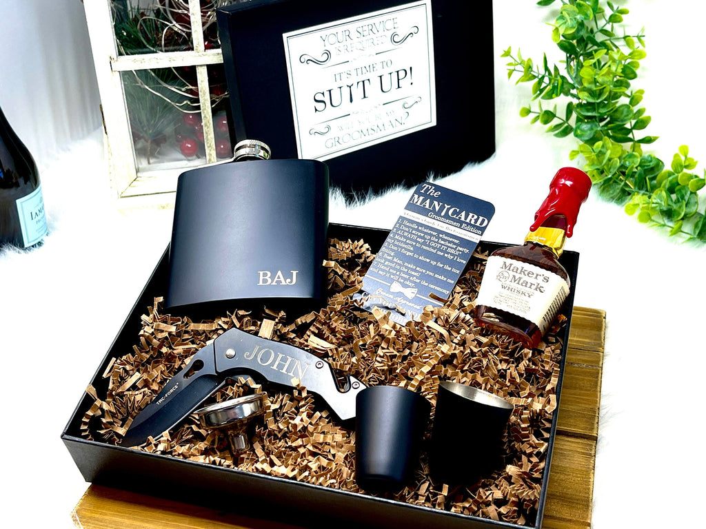 Groomsmen Proposal Gift Box, Groomsmen Gift, Groomsmen Gift Box, Groomsman Gift, Groomsman Gift Box Set, Pocket Knife, Groomsman Flask Gift