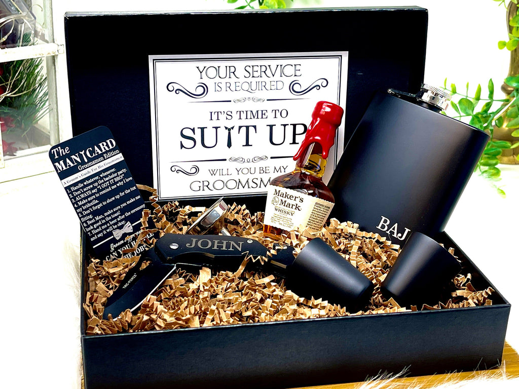 Groomsmen Proposal Gift Box, Groomsmen Gift, Groomsmen Gift Box, Groomsman Gift, Groomsman Gift Box Set, Pocket Knife, Groomsman Flask Gift