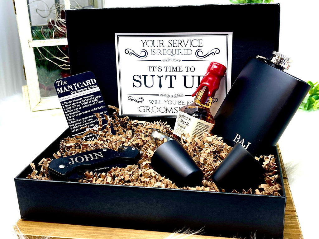 Groomsmen Proposal Gift Box, Groomsmen Gift, Groomsmen Gift Box, Groomsman Gift, Groomsman Gift Box Set, Pocket Knife, Groomsman Flask Gift