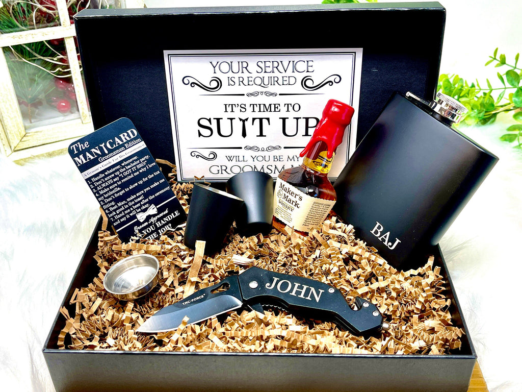 Groomsmen Proposal Gift Box, Groomsmen Gift, Groomsmen Gift Box, Groomsman Gift, Groomsman Gift Box Set, Pocket Knife, Groomsman Flask Gift