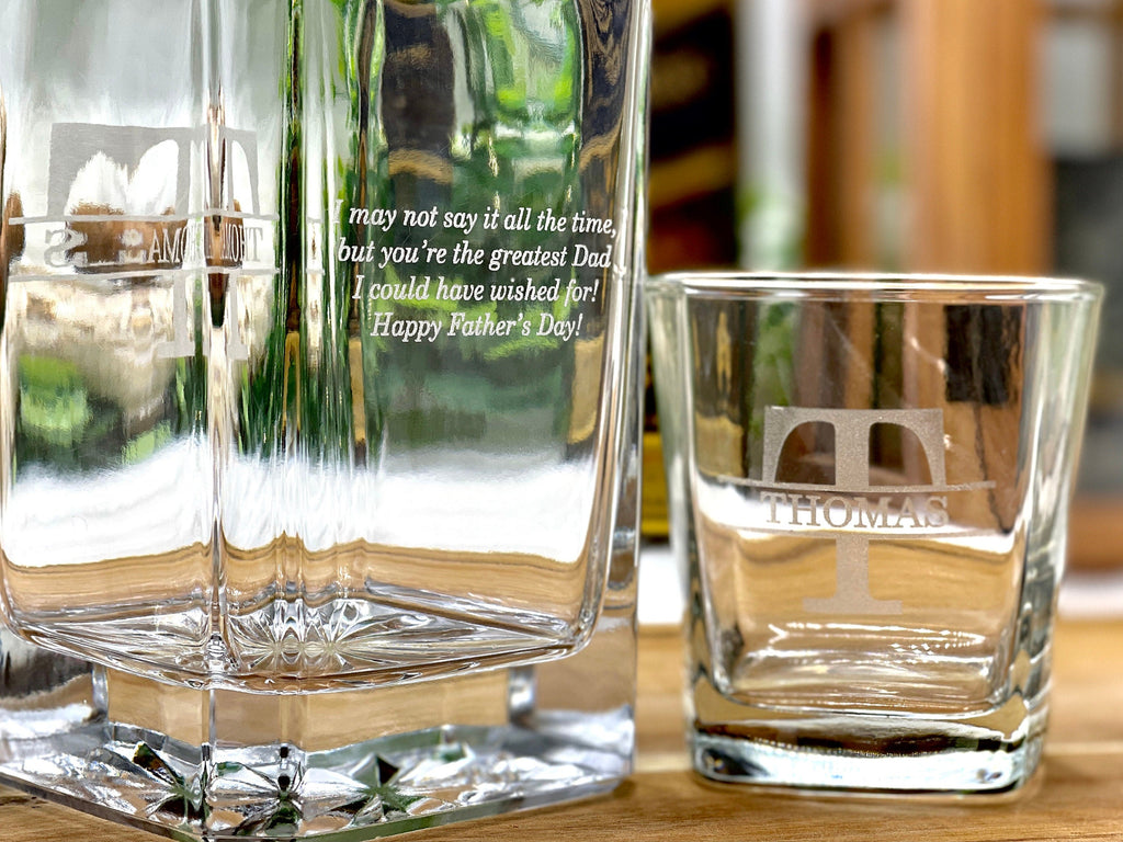 Personalized Whiskey Decanter and Whiskey Glasses Gift for Husband Anniversary