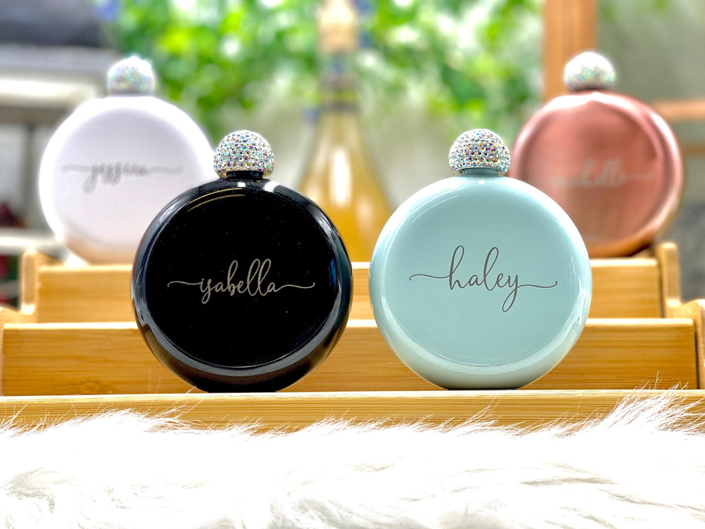 Engraved Women's Flask - Personalized Flask for Bachelorette Party, Bridesmaid Gifts, Maid of Honor Gift, Bridesmaid Proposal Gift for Women