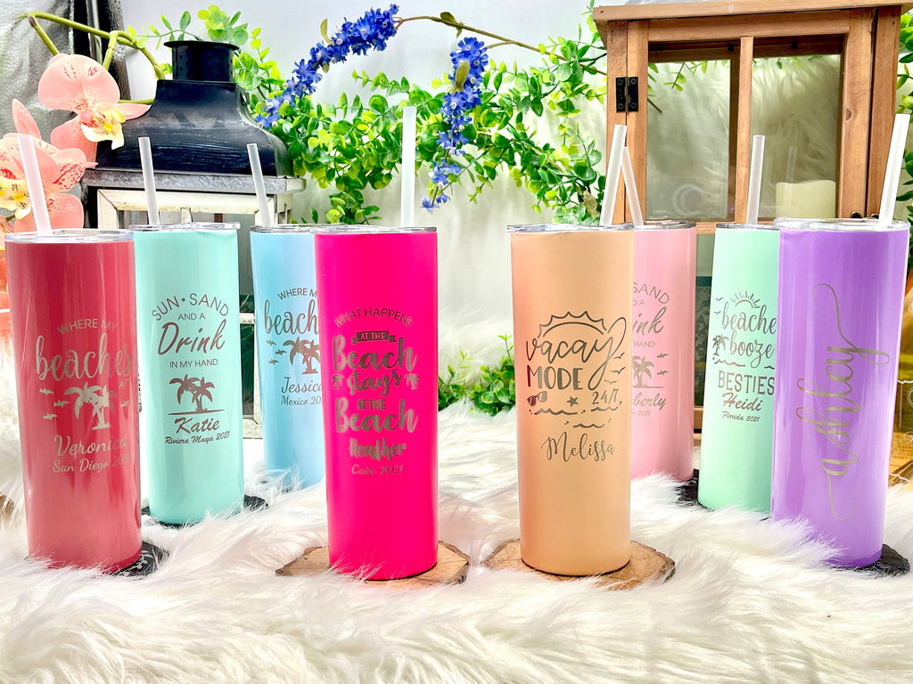 Personalized TUMBLER 20 oz Skinny Tumbler with Lid and Straw Insulated Mug Gift for Her