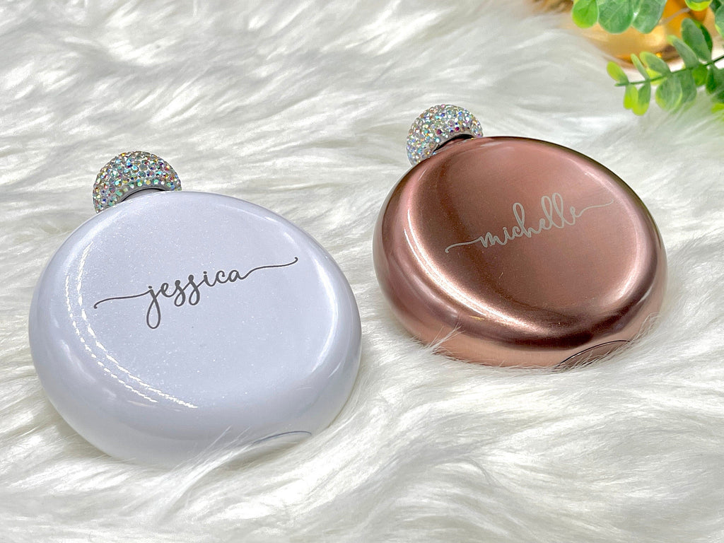 Engraved Women's Flask - Personalized Flask for Bachelorette Party, Bridesmaid Gifts, Maid of Honor Gift, Bridesmaid Proposal Gift for Women