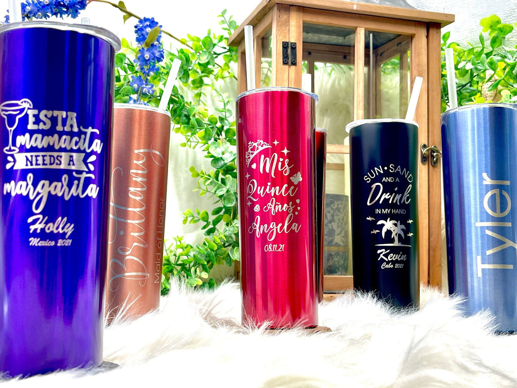 20 Ounce Skinny Tumbler Personalized Gift for Girls Trip Weekend Vacation Getaway