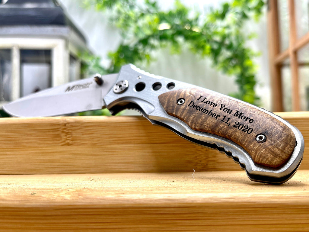 Personalized Gift Pocket Knife for Husband Anniversary I Love You More Present