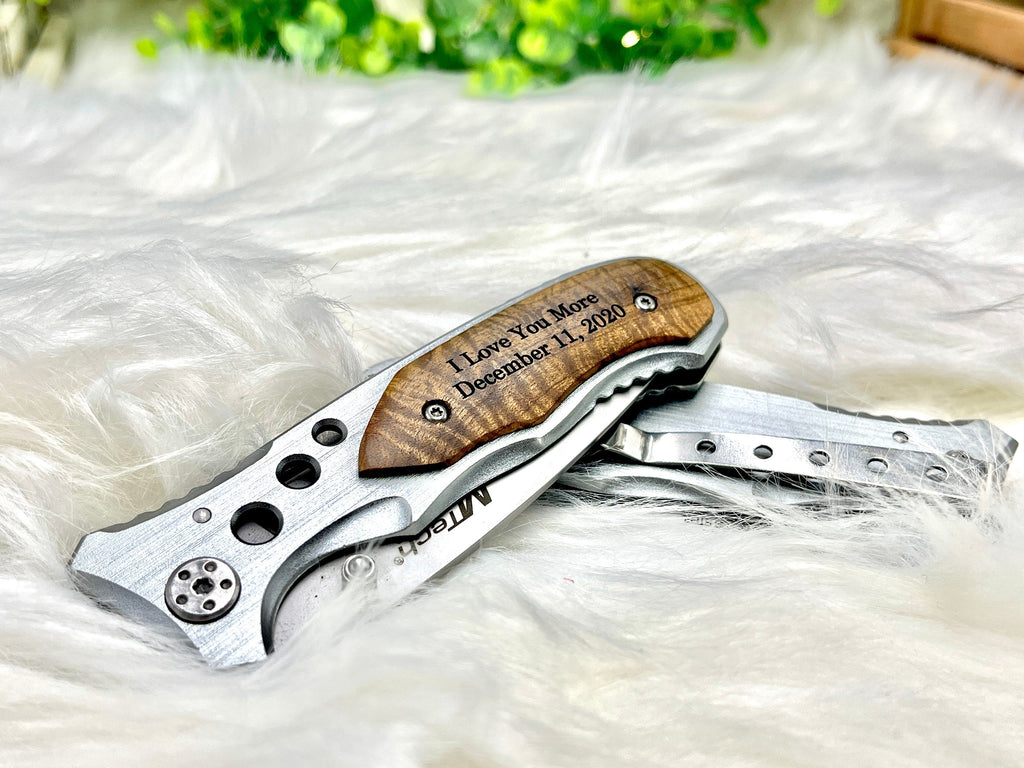 Personalized Gift Pocket Knife for Husband Anniversary I Love You More Present