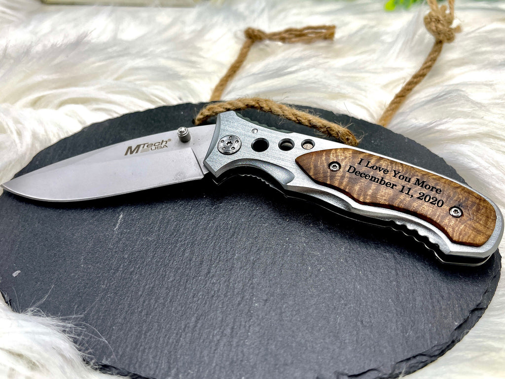 Personalized Gift Pocket Knife for Husband Anniversary I Love You More Present