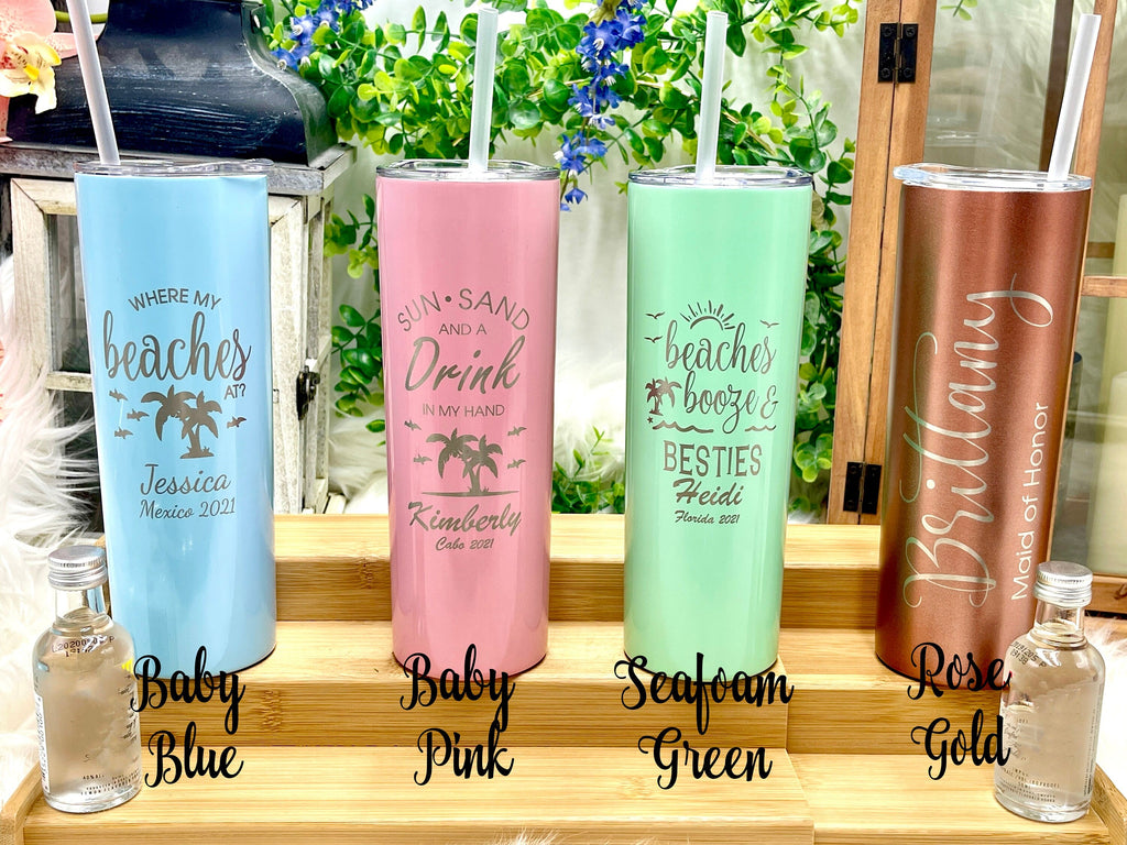 Personalized TUMBLER 20 oz Skinny Tumbler with Lid and Straw Insulated Mug Gift for Her