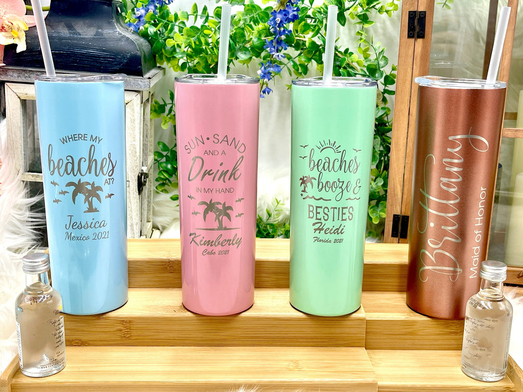 20 Ounce Skinny Tumbler Personalized Gift for Girls Trip Weekend Vacation Getaway