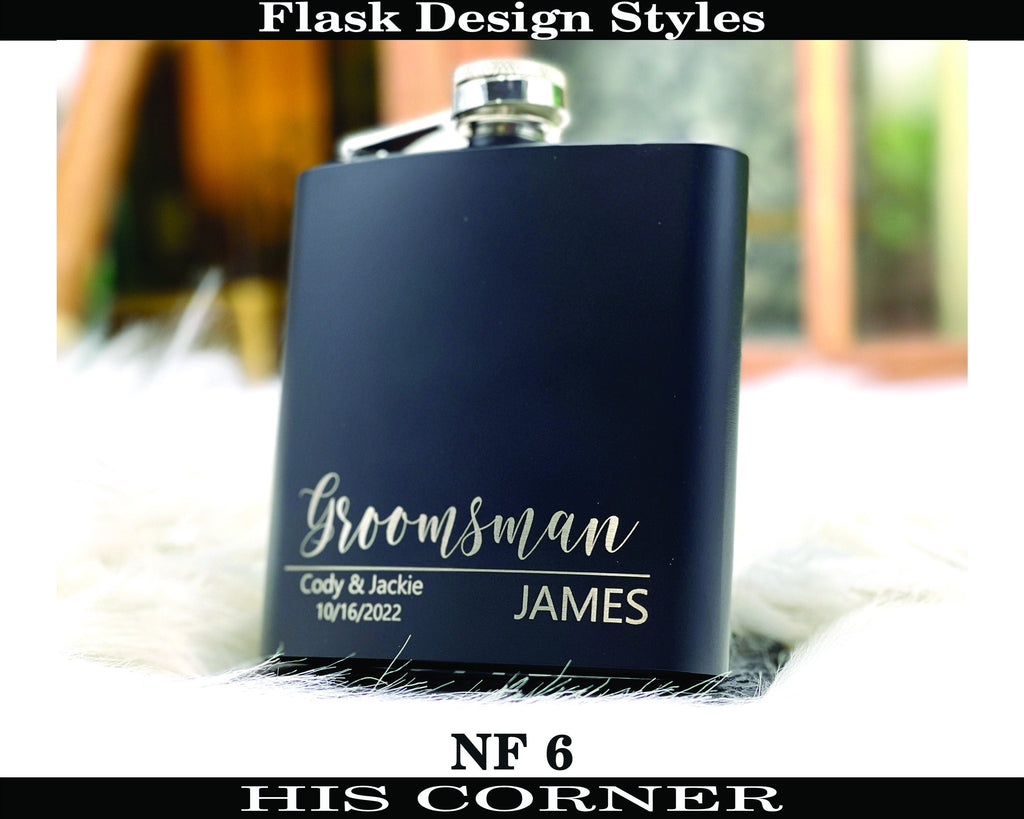 Personalized Groomsmen Flasks, Groomsman Gift, Flask for Groomsmen Custom Flask, Black Hip Flask, Groomsmen Gifts, Gifts for Wedding Party