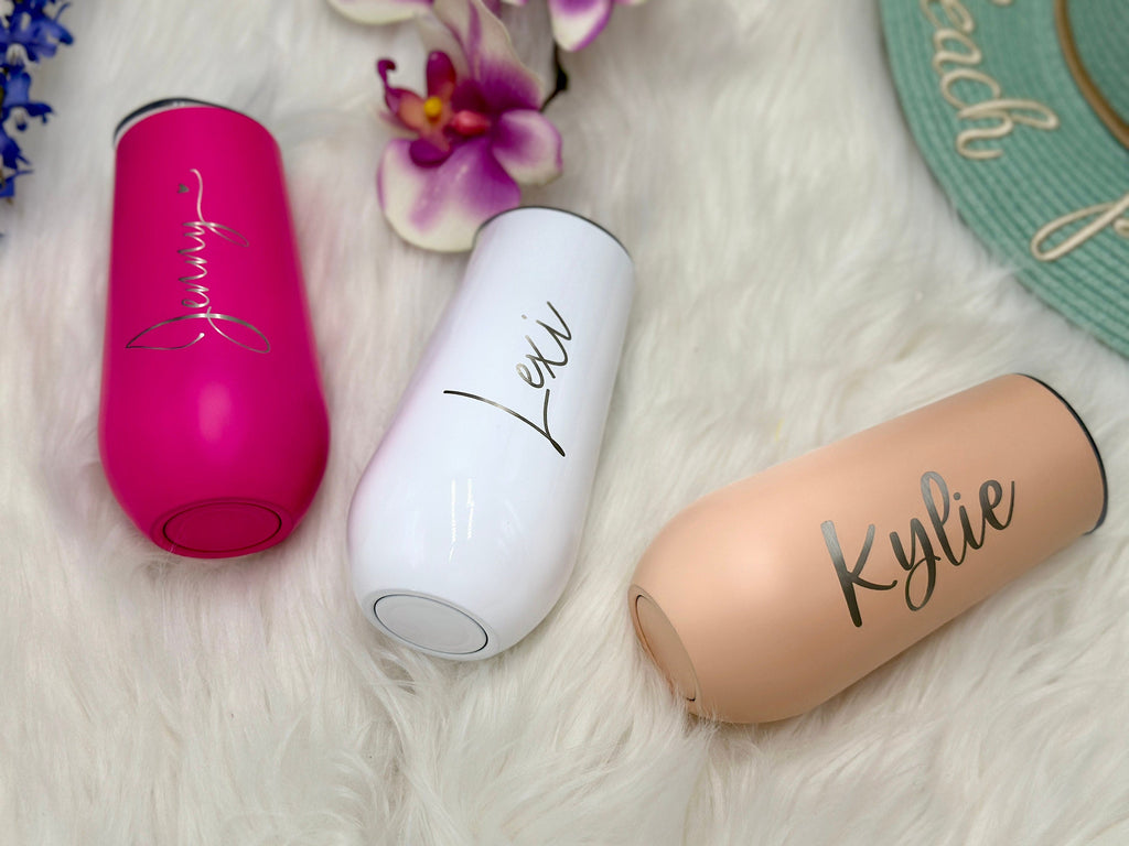 Personalized CHAMPAGNE FLUTES 6 Ounce Tumblers for Bachelorette Party Gifts for Her for Women Wedding Gift for Bridal Party Engraved Flute