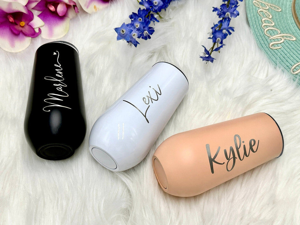 Personalized CHAMPAGNE FLUTES 6 Ounce Tumblers for Bachelorette Party Gifts for Her for Women Wedding Gift for Bridal Party Engraved Flute