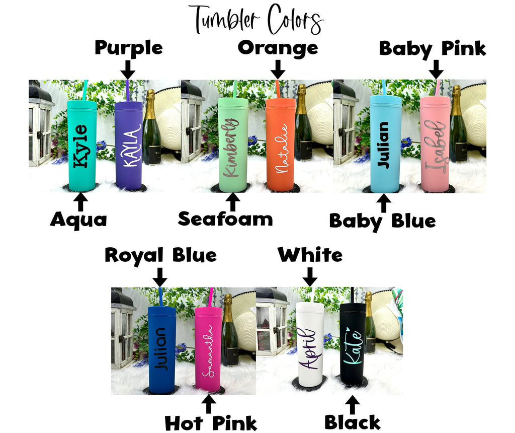 Personalized BRIDESMAID TUMBLERS with Lid and Matching Colored Straw for Bridesmaid Gifts