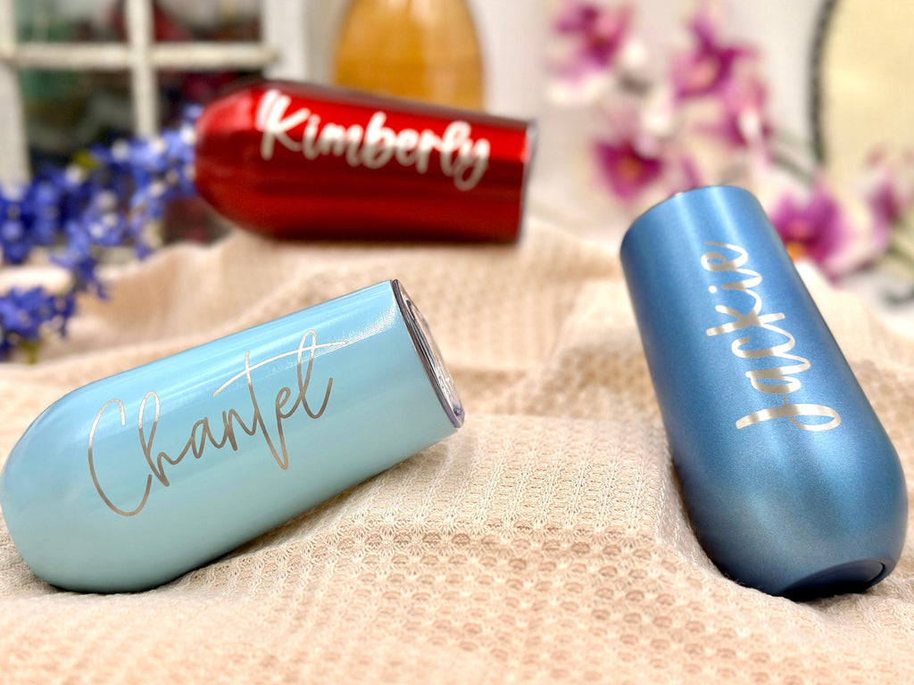 Personalized CHAMPAGNE FLUTES 6 Ounce Tumblers for Bachelorette Party Gifts for Her for Women Wedding Gift for Bridal Party Engraved Flute