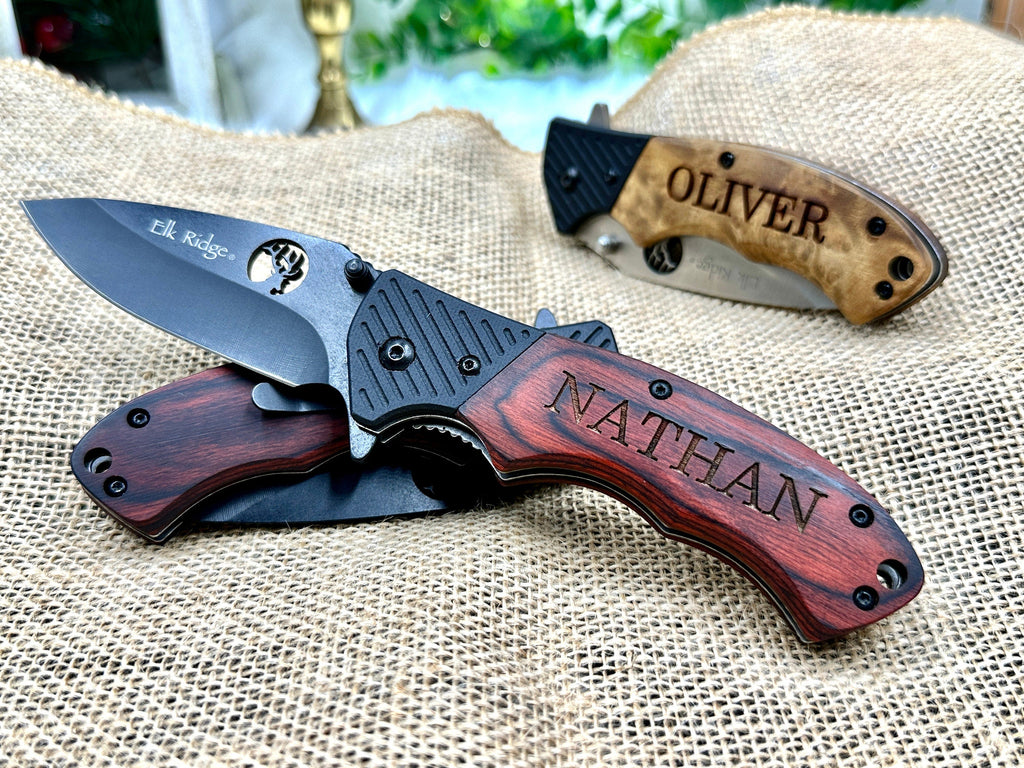 Personalized ENGRAVED POCKET KNIVES for Wedding Party Custom Groomsmen Gifts