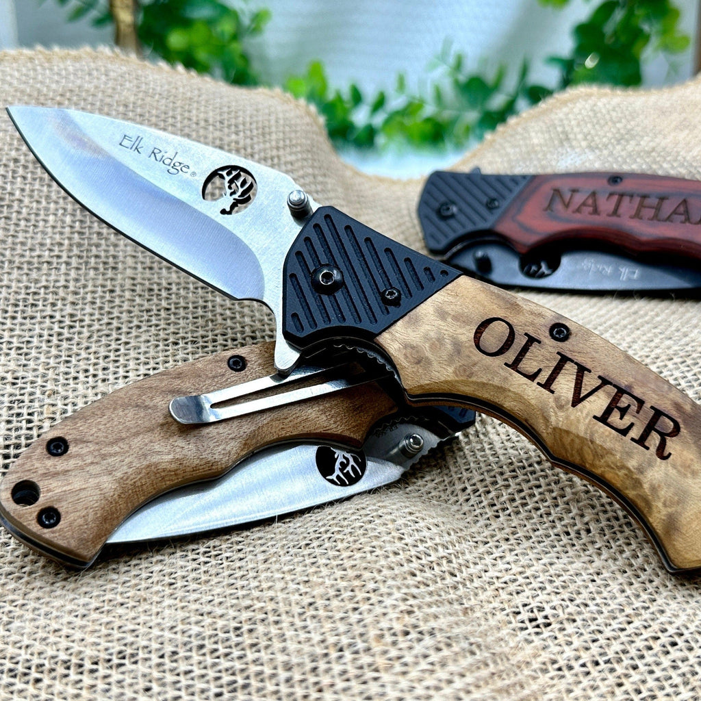 Personalized ENGRAVED POCKET KNIVES for Wedding Party Custom Groomsmen Gifts