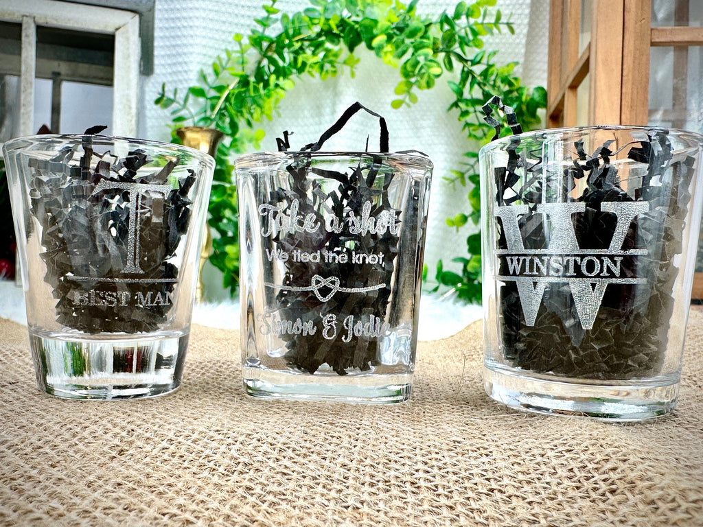 Engraved Shot Glasses - Personalized Shot Glass for Drinking, Bachelor Party Gift Ideas, Party Glasses Drinking Games, Wedding Favor Gifts