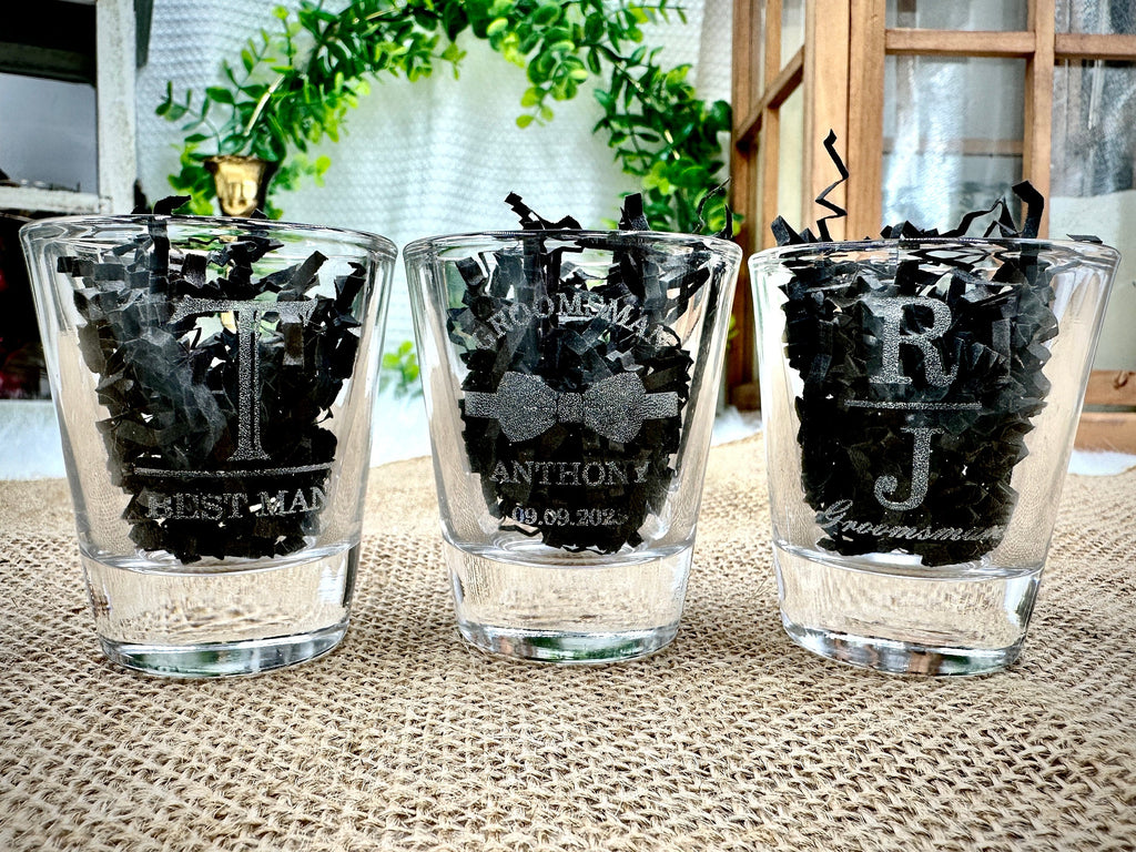 Engraved Shot Glasses - Personalized Shot Glass for Drinking, Bachelor Party Gift Ideas, Party Glasses Drinking Games, Wedding Favor Gifts