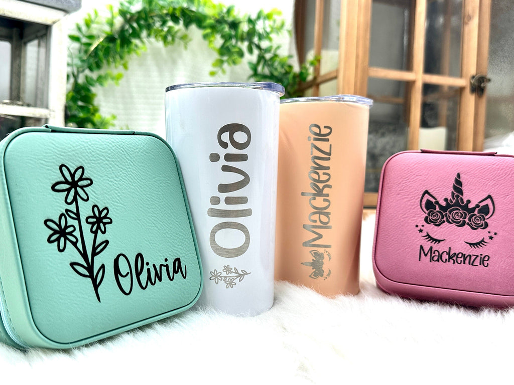 Engraved Easter Gift for Kids Stainless Steel 12 oz Tumbler Cup and Jewelry Case Gifts for Girls