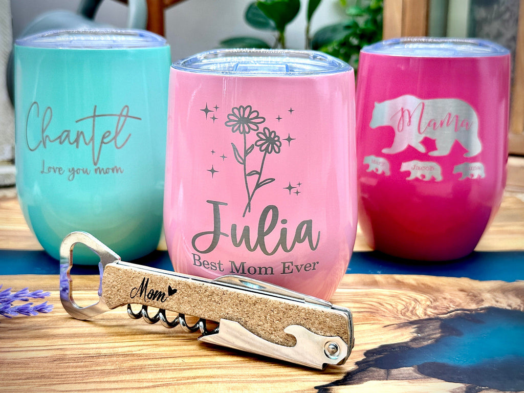 PERSONALIZED Wine Tumbler Gift for Mom, Engraved Gifts for Mom, Dog Mom Tumbler Gift for Fur Mom, Dog Mom Wine Gift, Mother's Day Gift