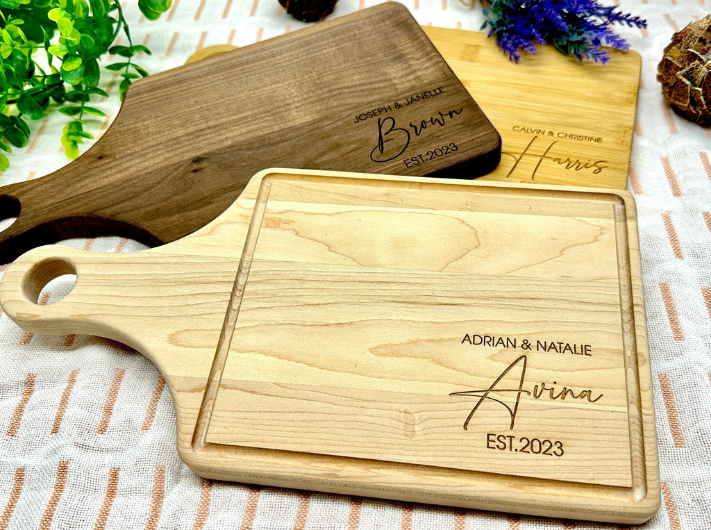 Personalized Serving Board Charcuterie Board Couples Wedding Gift Engraved Engagement Cheese Board Gift for Newlyweds Housewarming Present