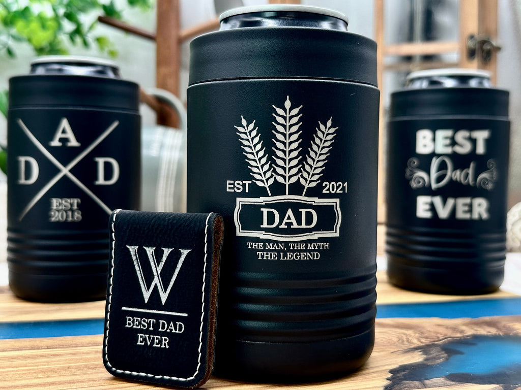 Engraved Birthday Gifts for Dad, Personalized Beer Can Cooler Gift for Dad, Birthday Cup for Dad, Money Clip Gift for Him, Gift from Son