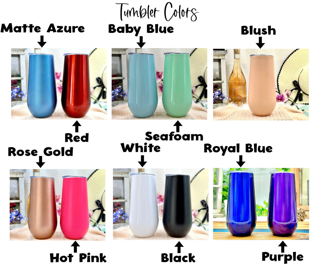 Personalized CHAMPAGNE FLUTES 6 Ounce Tumblers for Bachelorette Party Gifts for Her for Women Wedding Gift for Bridal Party Engraved Flute