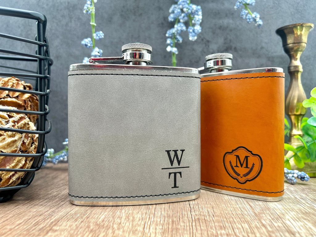 Personalized Flask for Men, Groomsman Gift, Leather Flask, Flask Personalized, Flasks, Bachelor Party Gifts