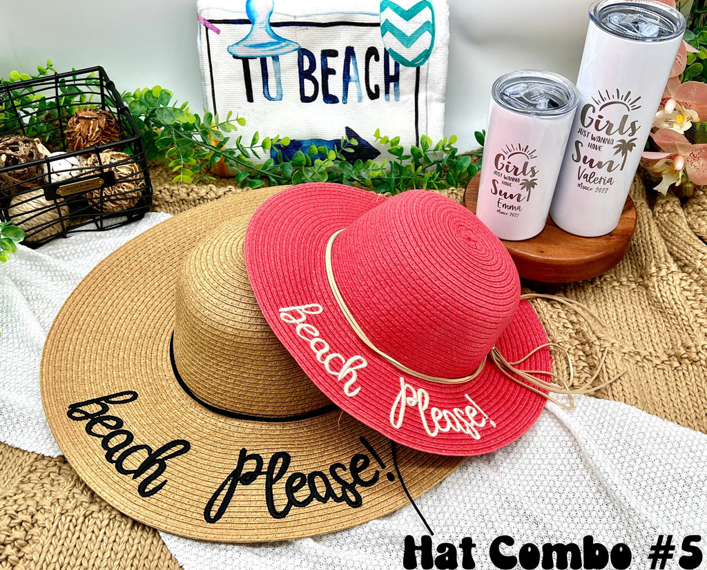 Mother and Daughter Trip, Beach Please Vacation Hat, Mother and Daughter Matching gift set, Girls just wanna have Sun Tumbler